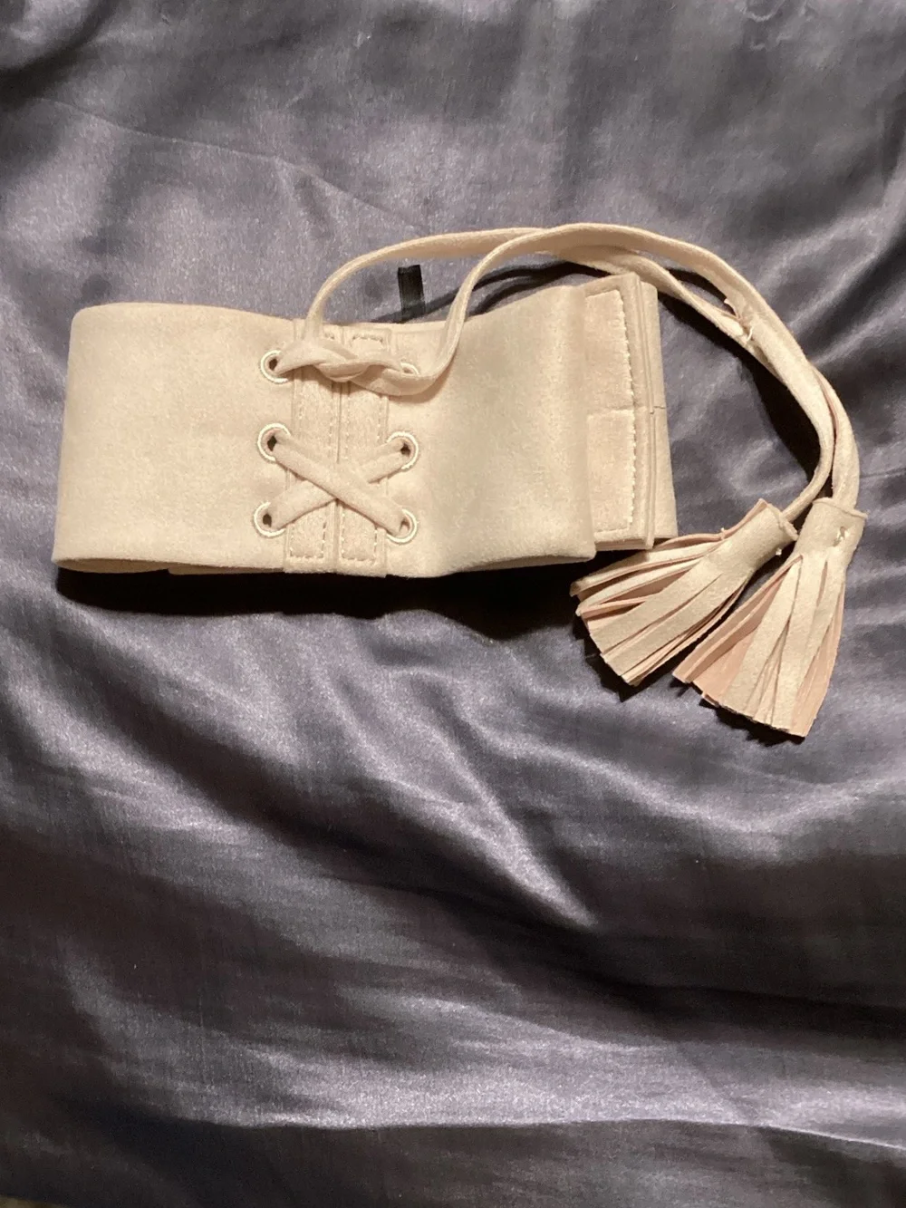 Womens Wide Lace-Up Waist Belt with Tassel from Express